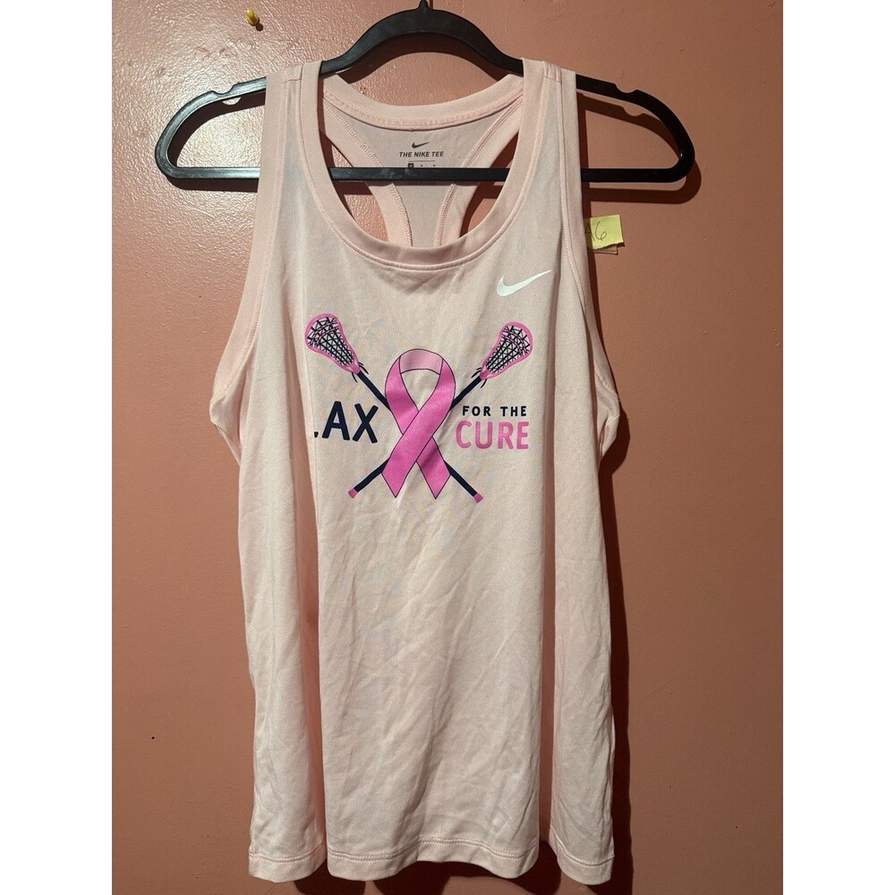 Nike Womens Tank Top M Medium Light Pink Lacrosse Breast Cancer Awareness